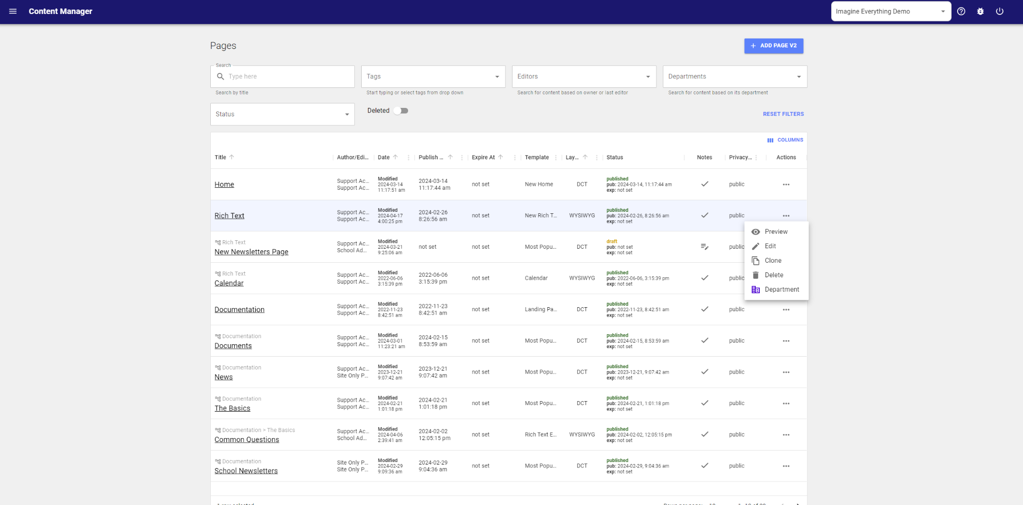Pages Manager